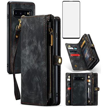 Imagem de Asuwish Capa de celular para Samsung Galaxy S10 Plus com zíper com protetor de tela de vidro temperado e porta-cartões celular Glaxay S10+ Galaxies S10plus 10S Edge S 10 10 plus capas femininas pretas