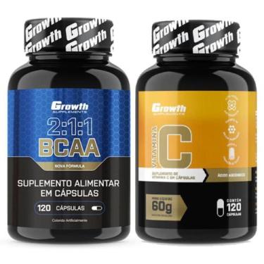 Imagem de Bcaa 2:1:1 120 Caps + Vitamina C 120 Caps Growth Supplements
