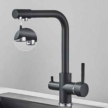 Imagem de Preto cinza waterfilter torneira da cozinha misturador filtro de água potável torneira da cozinha pia de água fria para cozinha, preto cromo