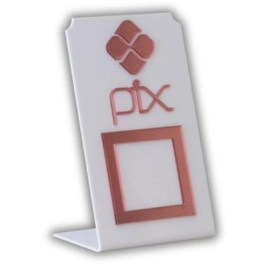 Imagem de Placa Pix Para Pagamento QR Code Branca - Kit 3 UNID COR:Branco com Rosa