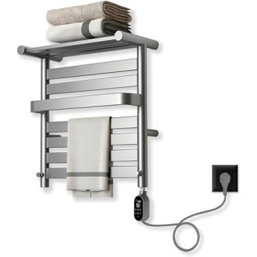 Imagem de Toalheiro radiador, toalheiro elétrico 380W, toalheiro radiador com LED e APP, toalheiro elétrico com temporizador e termostato aquecedor de fibra de carbono