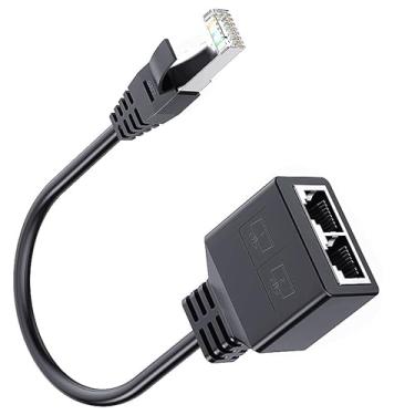 Imagem de SHANFEILU Adaptador Ethernet de rede RJ45 de 1 a 2 portas, divisor de extensão, 1 macho para 2 fêmeas, adaptador divisor Ethernet LAN para conexão de banda larga Cat5 Cat5e Cat6 Cat7 Home Office