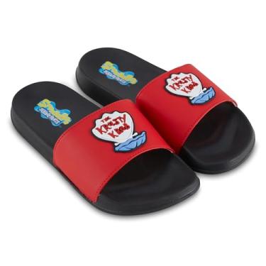 Imagem de Sandálias Deslizantes Masculinas Bob Esponja - Bob Esponja, Patrick, Lula Molusco, Sandy, Mr. Krabs - Preto/vermelho, 10-11