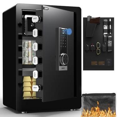 Imagem de DAYI Cofre biométrico para impressões digitais, cofre doméstico de 9 metros cúbicos com bolsa à prova de fogo, Touchpad digital seguro para documentos de dinheiro, sistema de alarme duplo - DF-60 Pro