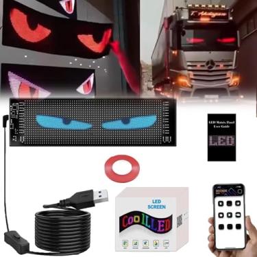 Imagem de YYGJYGOO Luminária de olho colorida de LED dinâmica DIY para carro, tela de matriz flexível programável à prova d'água para carro (10 x 35 cm)