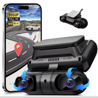 Imagem de XRC TECH Câmera veicular 4CHs para carros, câmera frontal interna e traseira, visão noturna infravermelha, 4 câmeras HD1080P*3, gravação simultânea de vídeo, GPS Logger WiFi, proteção panorâmica de