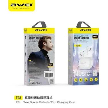 Imagem de Fone awei bluetooth sport  earbuds t28, branco 