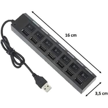 Imagem de Extensor Hub Usb 7 Portas 2.0 Pc Pen Drive Hd Externo - KNUP