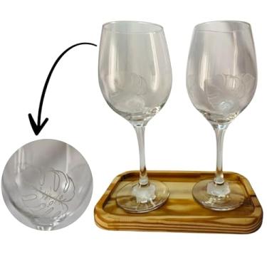 Imagem de META ATACADO, Kit 2 Taças Bandeja Folha Costela Adão Personalizado Vinho