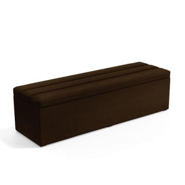 Imagem de Calçadeira Baú Ursa 140 para Cama de Casal A-011 Couro Marrom Aradecor
