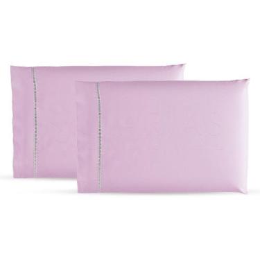 Imagem de Kit 2 Fronhas Avulsas 50cm x 70cm Percal 250 Fios Algodão Ponto Palito