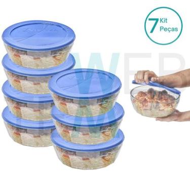 Imagem de Kit 7 Potes Tigela de Vidro com Tampa Plástica Laguna 4 Litros Vitazza