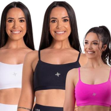 Imagem de Kit 3 tops fitness feminino com proteçao solar uv- urbativa fitness, M