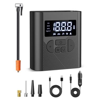 Imagem de NUSTE Compressor de ar portátil para inflador de pneu, bateria e bomba de ar sem fio de 12 V CC para pneus de carro, bomba de pneu de bicicleta elétrica de 150 PSI para carro, bicicleta, motor, bolas,