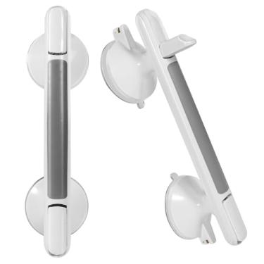 Imagem de ZeptX Pacote com 2 alças de chuveiro, alças resistentes com ventosas para banheiras e chuveiros, barras de segurança de banheiro removíveis, sem necessidade de perfuração para idosos, idosos,