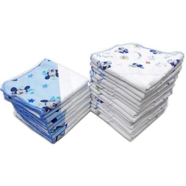 Imagem de Cueiro Bebe Com Aplique Estampado 80x80cm Disney Kit 2 - Dugu, Mickey 
