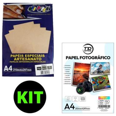 Imagem de Kit Papel Foto Fotográfico Mais Papel Kraft Pardo - OFF PAPER E T10OFF