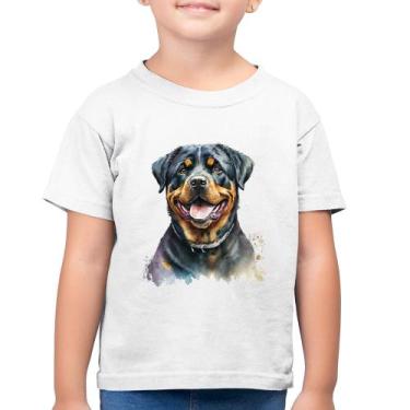 Imagem de Camiseta Algodão Infantil Cachorro Rottweiler - Foca na Moda, Branco, 