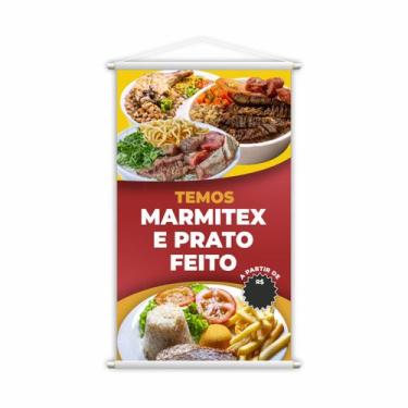 Imagem de Banner Temos Marmitex e Prato Feito Restaurante 80x50cm - PlimShop