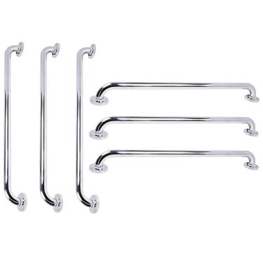 Imagem de Barra de Apoio Inox Kit 6 Unidades Banheiro Box Suporte Gestante Idoso Criança Corrimao Acessibilidade Corrimao Escada Segurança Proteçao