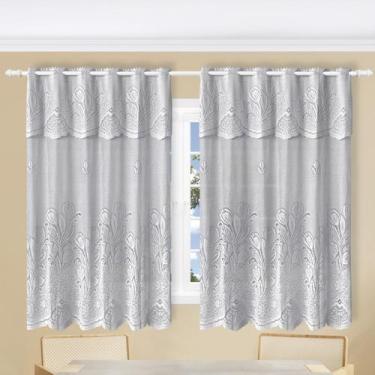 Imagem de Cortina de Cozinha com Tulipas Rendadas Claridade Elegante 2m x 1,3m +