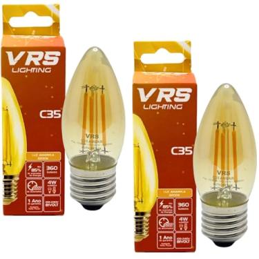 Imagem de Lâmpada Filamento LED C35 Decorativa Retrô Vintage Âmbar Bivolt (Kit 2 Unidades)