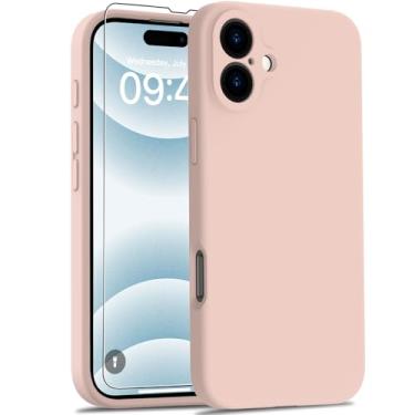 Imagem de Goodon Capa projetada para iPhone 16 Plus com protetor de tela - capa de câmera aprimorada - forro de microfibra macia - capa protetora de silicone líquido à prova de choque para mulheres e meninas -