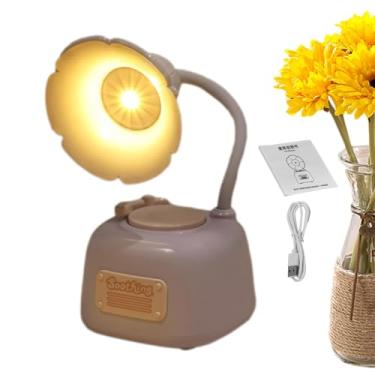 Imagem de Candeeiro de mesa vintage,Candeeiros vintage - Luz noturna fofa,Lâmpada de cabeceira estética luz de leitura de gramofone com caixa de música porta USB decoração de luz noturna fofa para estudantes