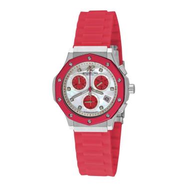 Imagem de Relógio Feminino Cosmo Girl 180R 37mm com Cronógrafo e Mostrador Branco - Prata e Pulseira de Silicone Rosa - Stuhrling.