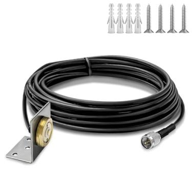 Imagem de NMO Suporte de para-lama em forma de L, orifício de 9,5 cm com conector mini UHF RG-58, cabo de 15 pés NMO para rádio amador HF/UHF/VHF antena móvel de banda dupla