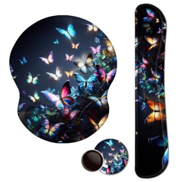 Imagem de ARTSO Mouse pad ergonômico com descanso de pulso, descanso de pulso confortável para teclado, mousepad de espuma de memória para teclado de computador, conjunto de mouse pad para digitação fácil,