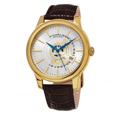 Imagem de Relógio Masculino Stuhrling Sinfonia 787 Quartzo 42mm, Marrom e Dourado