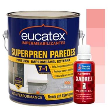 Imagem de Kit Tinta Super Pren Emborrachada Anti Mofo Branca 3,6Kg + Corante Col