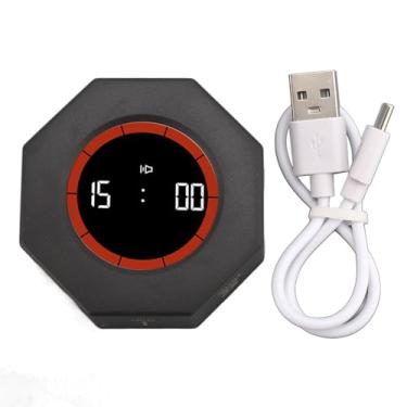 Imagem de Cubo Temporizador de Produtividade 7 Contagem Regressiva Predefinida, Sensor G para Tarefas de Trabalho, Cozinha de Estudo, Carregamento USB C, Material ABS LCD (Preto)