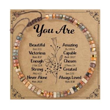 Imagem de LANWLOSI Pulseira inspiradora para mulheres, pulseiras de cura de pedra natural, pulseiras motivacionais, Life Is Tough but so Are You Pulseira Get Well Soon, presentes motivacionais para mulheres,