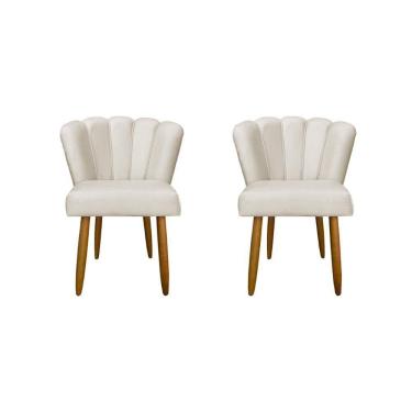 Imagem de Kit 2 Cadeiras Flor Luxo Mesa De Jantar Moderna Balaqui Decor Bege