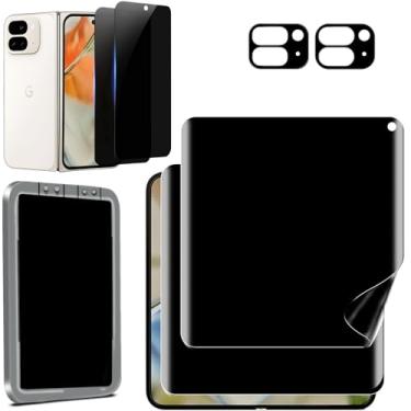 Imagem de Ferilinso Pacote com 2 protetores de tela de privacidade para Google Pixel 9 Pro Fold [compatível com capa de telefone], filme antiespião interno com 2 pacotes de vidro temperado frontal + 2