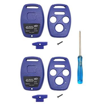 Imagem de Capa de chave de entrada sem chave de substituição sem necessidade de corte, serve para Honda Accord Civic Hybrid EX 2003-2012 CR-V Pilot EX SE 2005-2006 Pilot 2009-2015 Element Key Fob Shell (azul 3+1 pacote)