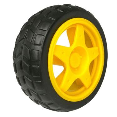 Imagem de Roda Amarela com Pneu para Chassi - Casa da Robótica