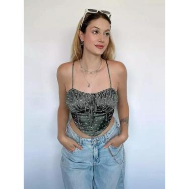 Imagem de N0367-Blusa Festa Balada Sexy Top Cropped Estampado Floral 28s13 - Xum