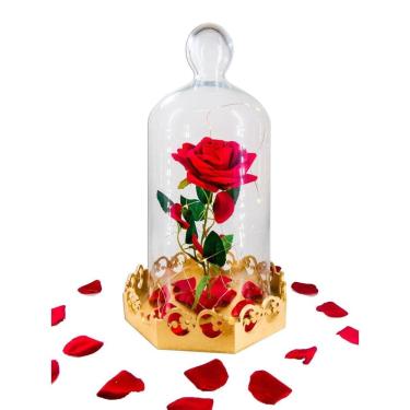 Imagem de Luminária A Rosa Encantada 41 Cm/22 Cm Vidro Base Madeira