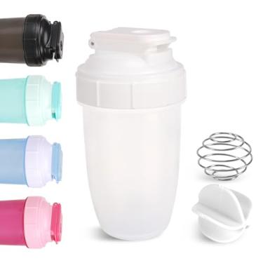 Imagem de D.Y.A Coqueteleira de 473 ml, coqueteleira esportiva à prova de vazamento para shakes de proteína, garrafa coqueteleira para pré-treino e viagem, sem BPA e fácil de limpar, branca