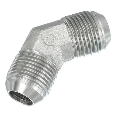 Imagem de PATIKIL Conectores hexagonais redutores adaptador de tubo 7/20.3 cm macho 37° Flare JIC x 7/20.3 cm BSPT macho 45°, adaptador de bocal redutor de encaixe de tubulação, encaixe hidráulico de aço