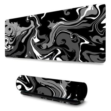 Imagem de Mouse Pad Gamer Profissional Grande Confortavél Anti Derrapante 90x40 Escritório - Abstrato Preto e Branco