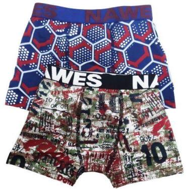 Imagem de Kit 2 Cuecas Juvenil Boxer Estampada - Nawes - Nawes ConfecÇoes, Branc