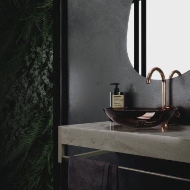 Imagem de Lavabo Porcelanato e Vidro 71,2cm Cris-Metal com Cuba e Válvula