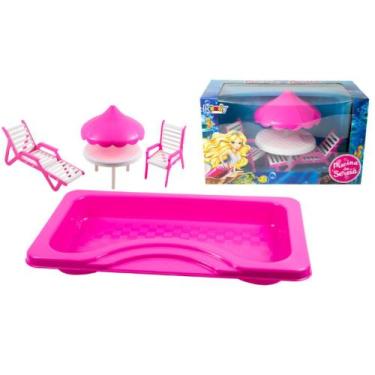 Imagem de Brinquedo Menina Kit Piscina Para Bonecas Barbie Princesas com Caixa P