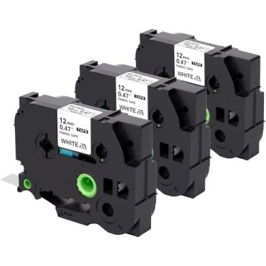 Imagem de WEEMAY TZe-FA231 TZ-FA231 Fita adesiva para tecido Brother TZ 12 mm 1,2 cm preto sobre branco compatível com Brother Ptouch PT-D210 PT-1280 PT-D400 PT-H110 PT-D220 PT-P750W PT-1090, 3 Pacote