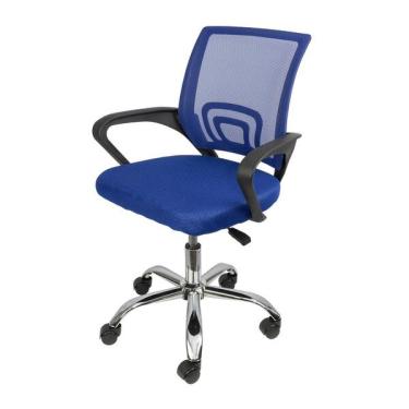 Imagem de Cadeira Office Tok Baixa Azul Com Base Rodízio