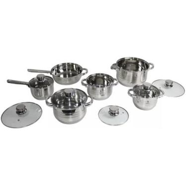 Imagem de Jogo De Panelas 12 peças Francesa Aço Inox Premium Galya